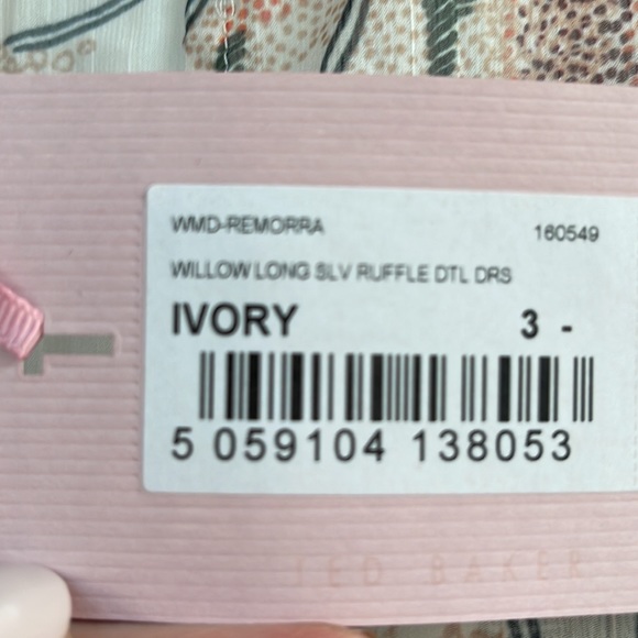 Ted Baker Willow long sleeve ruffle dress floral/ivory. Size 3. NWT - Picture 8 of 8